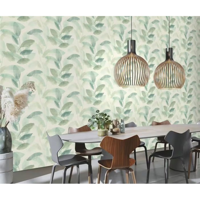 Moderne Blumentapete grün Aquarell - Rasch Liverna 416343