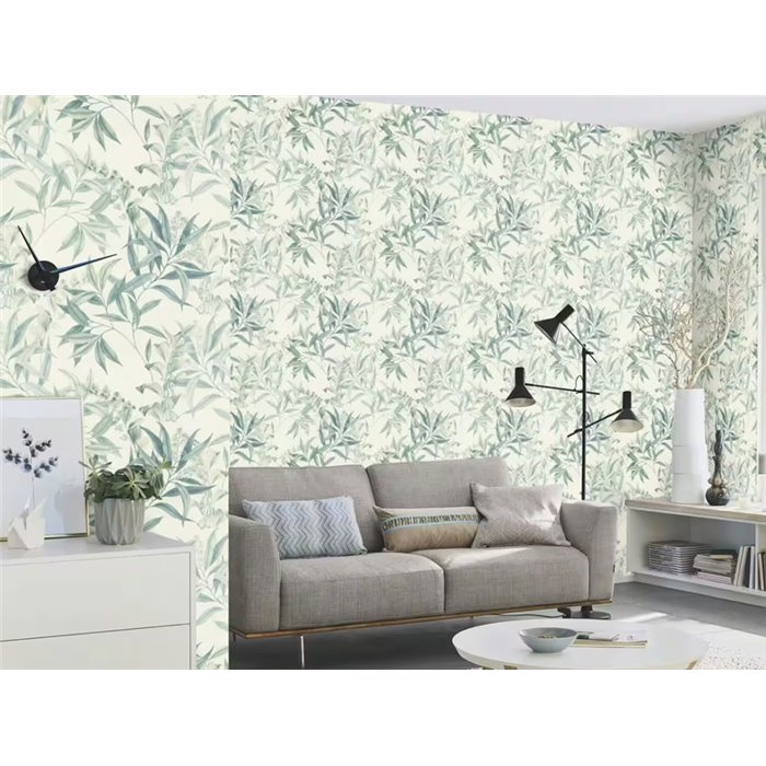 Papier peint style scandinave botanique vert aquarelle - Rasch Liverna 417340