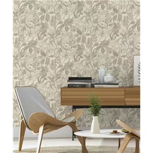 Papier peint fleurs japonaises bambou couleur kaki - Rasch Liverna 554830 2