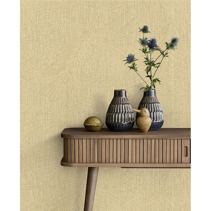 Papier peint feuilles de palmier naturel ocre chaud - Eijffinger Anam 350912