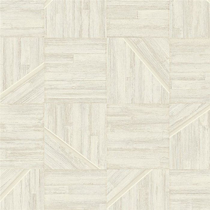 Geometrische Holzmosaik Tapete Weiß - Eijffinger Anam 350940