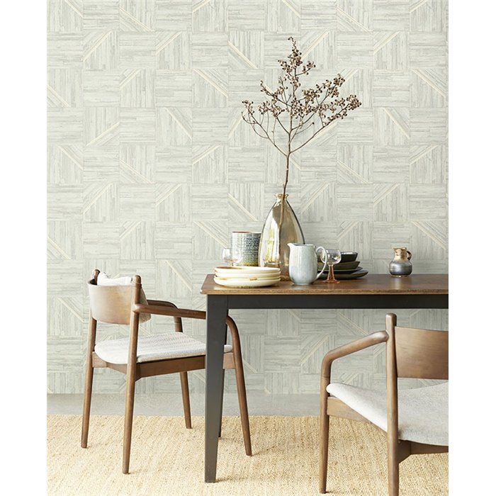 Papier peint mosaïque de bois géométrique gris - Eijffinger Anam 350941