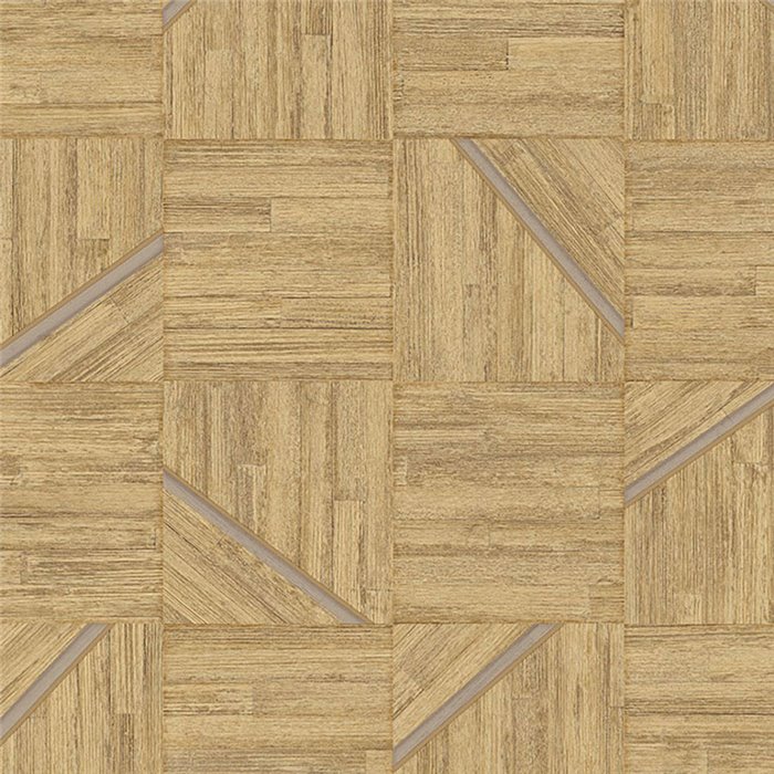 Papier peint mosaïque de bois ethnique couleur paille - Eijffinger Anam 350944