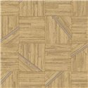 Straw colored ethnic wood mosaic wallpaper - Eijffinger Anam 350944