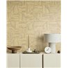 Papel pintado mosaico de madera étnico color paja - Eijffinger Anam 350944