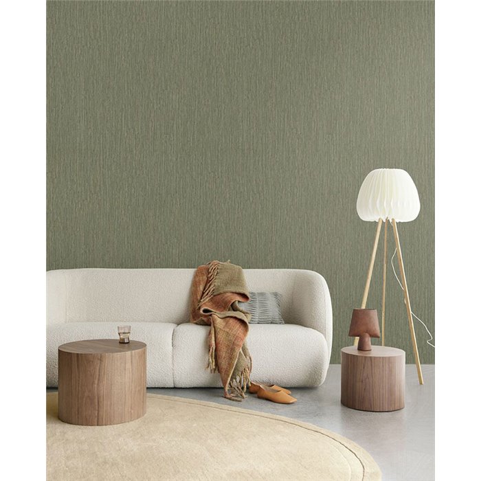 Papier peint fibre de bambou vert olive - Eijffinger Anam 350950