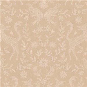 Beige Tapete mit Tieren und klassischen Motiven
