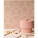 Papel pintado rosa con flores y fauna romántica · Eijffinger Tiny Treasures 363112