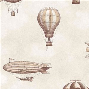 Vintage-Heißluftballon-Tapete in Sepia