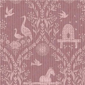 Papel pintado granate de granja con animales - Eijffinger Tiny Treasures 363133