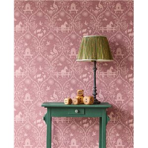Maroon farmhouse wallpaper with animals 2