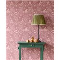 Maroon farmhouse wallpaper with animals · Eijffinger Tiny Treasures 363133