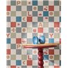 Papier peint damier rétro multicolore avec lettres · Eijffinger Tiny Treasures 363140