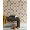Ochre, green, and mauve multicolor plaid wallpaper · Eijffinger Tiny Treasures 363147