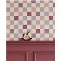 Karo-Tapete in Malvenrosa und Granatrot · Eijffinger Tiny Treasures 363148