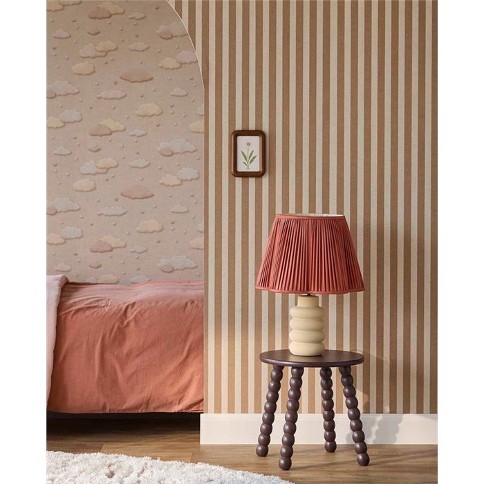 Papier peint rayures marron et beige effet tissu · Eijffinger Tiny Treasures 363150
