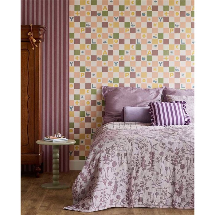 Papier peint rayures intemporelles mauve et lilas · Eijffinger Tiny Treasures 363153