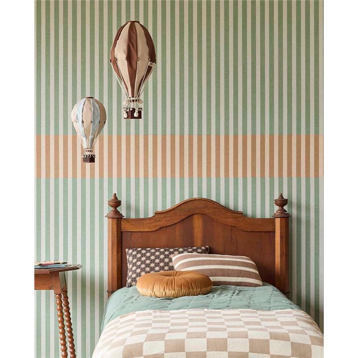 Graugrüne gestreifte Tapete · Eijffinger Tiny Treasures 363157
