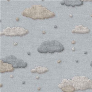 Papier peint enfant avec nuages bleu tons pastel