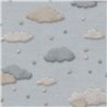Papel pintado infantil con nubes azul tonos pastel 