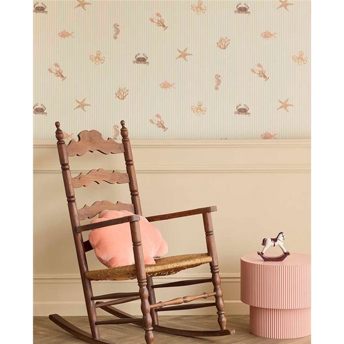 Kids' nautical wallpaper with marine animals · Eijffinger Tiny Treasures 363170