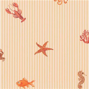 Papier peint nautique enfant orange animaux marins