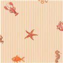 Papier peint nautique enfant orange animaux marins · Eijffinger Tiny Treasures 363171