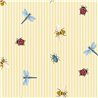 Papel pintado juvenil amarillo insectos y rayas