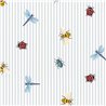 Papier peint insectes et rayures tons pastel