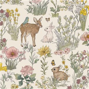 Papel pintado bosque de animales y flores multicolor - Eijffinger Tiny Treasures 363190