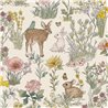 Papel pintado bosque de animales y flores multicolor