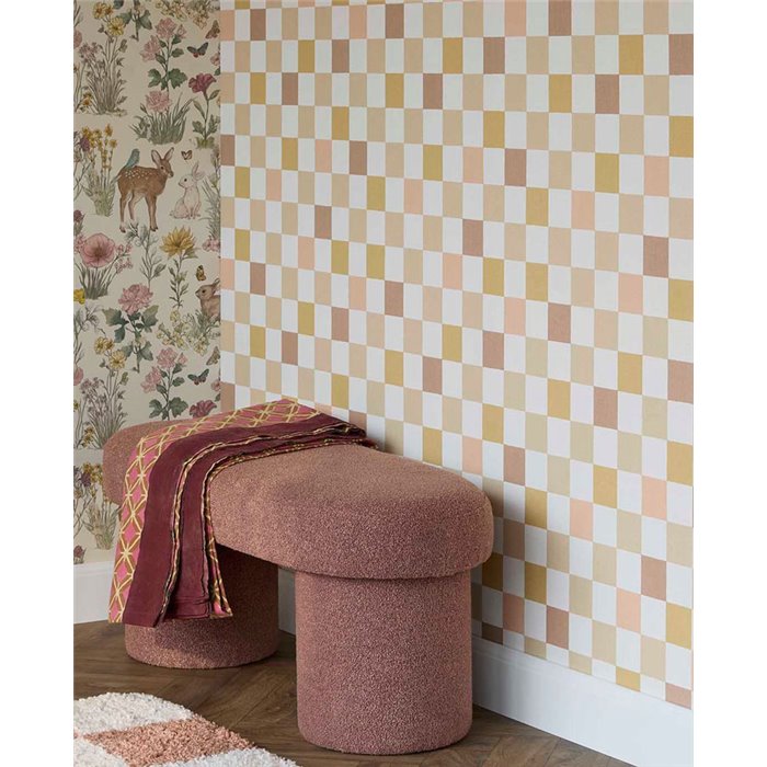 Multicolor forest wallpaper with animals and flowers · Eijffinger Tiny Treasures 363190