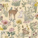 Naturtapete mit Tieren und Blumen in Ocker · Eijffinger Tiny Treasures 363191