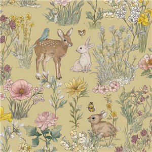 Papel pintado ilustración animales del bosque - Eijffinger Tiny Treasures 363192
