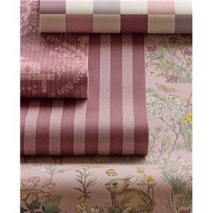 Papier peint rose, prairie et faune de la forêt 2