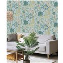 Papier peint fleurs tropicales bleu · Ich Jaipur 480-2