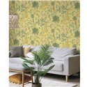 Bright yellow wallpaper with tropical flowers · Ich Jaipur 480-4