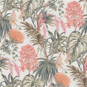 Exotic floral wallpaper with watercolor background