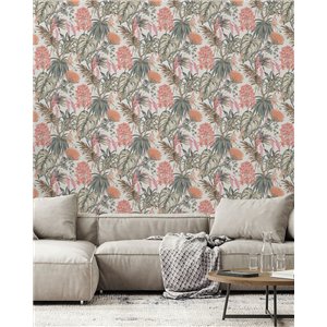 Papier peint fleurs exotiques multicolore 2