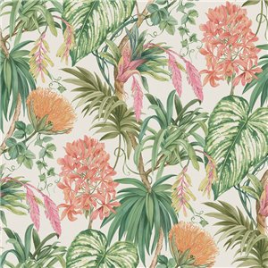 Scenic palm trees and tropical foliage wallpaper