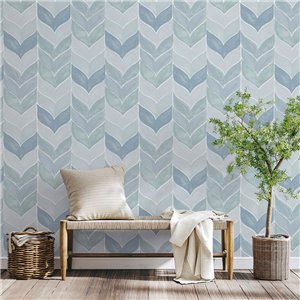 Papier peint chevrons géométriques bleu 2