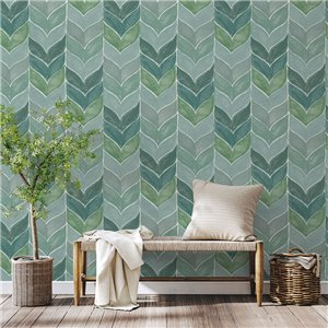 Green watercolor abstract chevron wallpaper 2