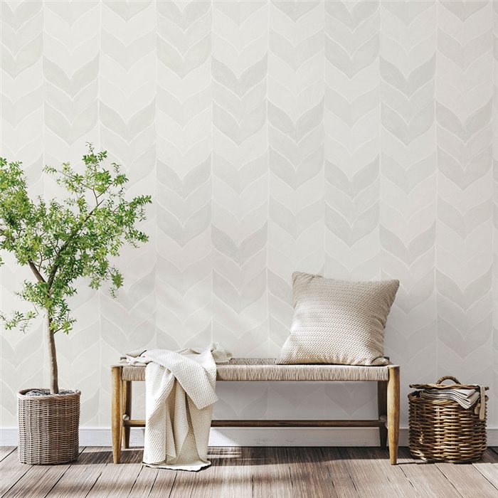 White herringbone wallpaper for bathroom · Ich Jaipur 483-5