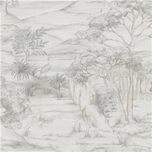 Papier peint paysage gravure coloniale