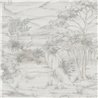 Colonial engraved landscape wallpaper neutral