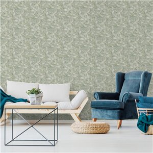 Papel pintado botánico hojas verdes para salón 2
