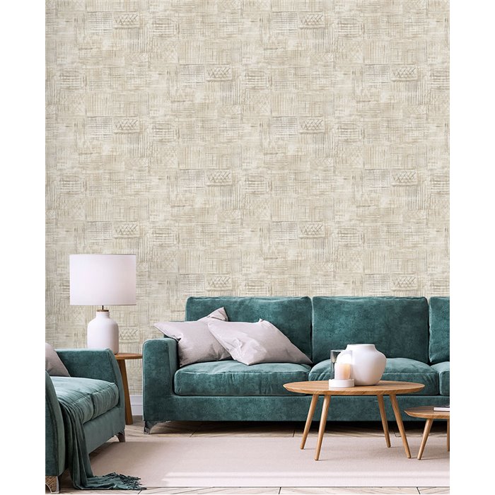 Ethno Tapisserie Tapete in Beige Used Look · Ich Jaipur 486-1