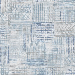 Papier peint toile de jute bleue ethnique