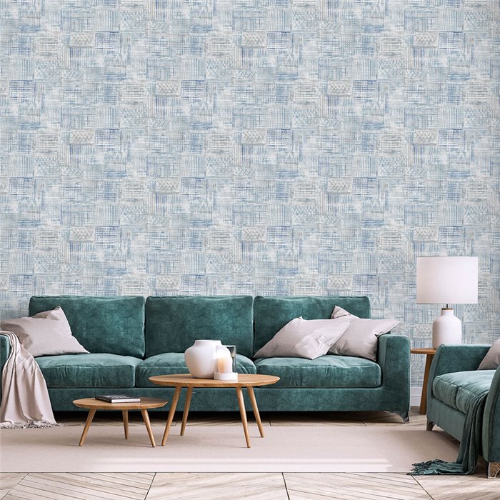 Blue burlap texture ethnic wallpaper · Ich Jaipur 486-2