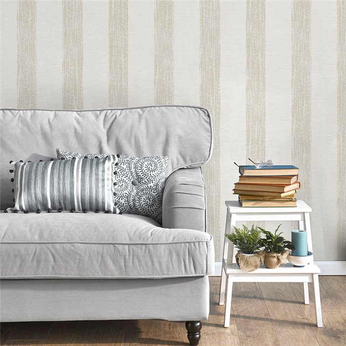 Artisanal textile style wide stripe wallpaper · Ich Jaipur 487-1